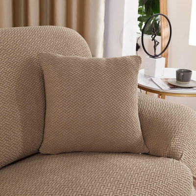 2024 L Shape Polar Fleece Sofa Cover : Khaki