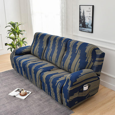 Premium Printed Recliner Sofa Cover : Dazzle Blue