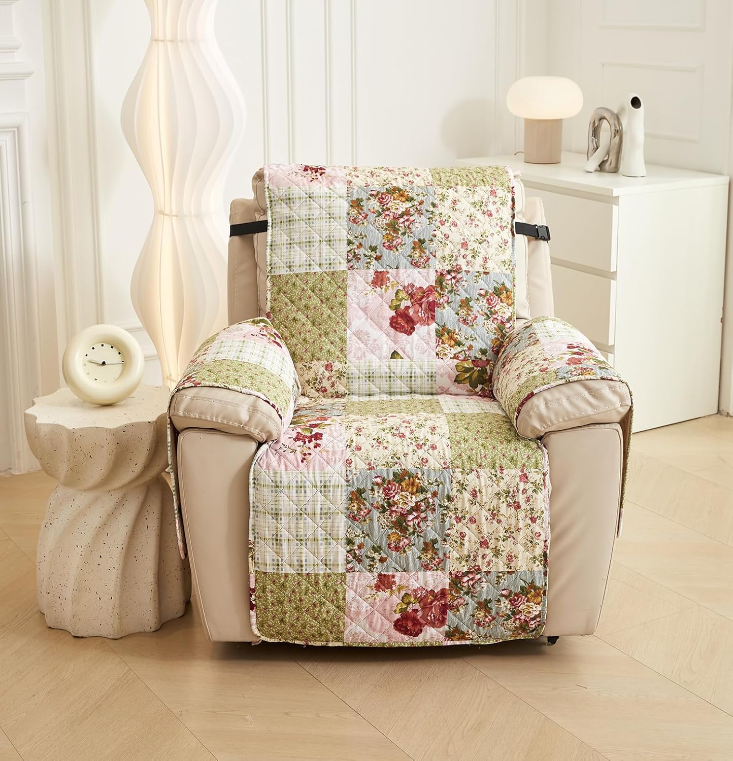 WATERPROOF QUILTED RECLINER COVER - FLORA JADE 1 SEATER