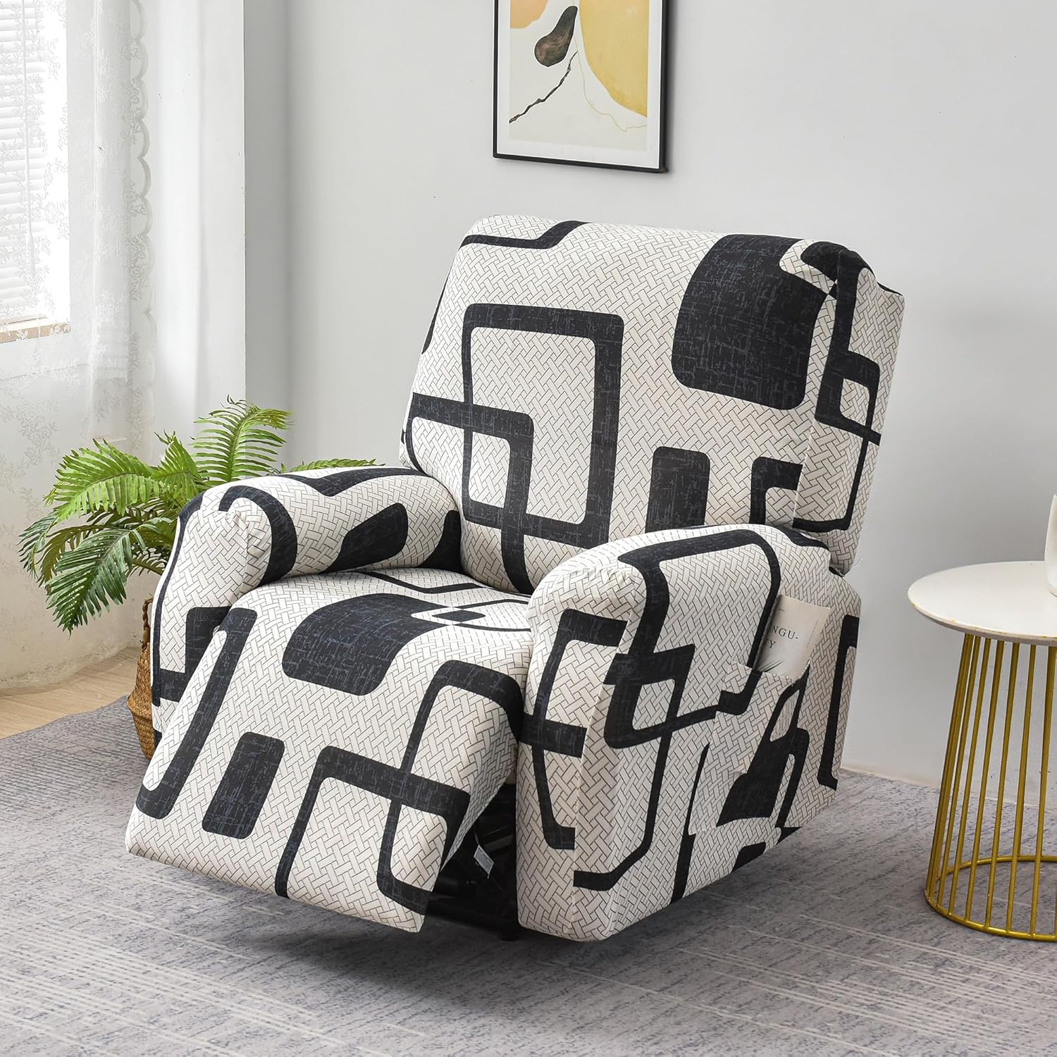 Premium Printed Recliner Sofa Cover : Luxe Monochrome