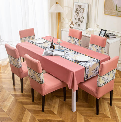 Premium Dining Table & Chair Cover Combo - Blush Peach