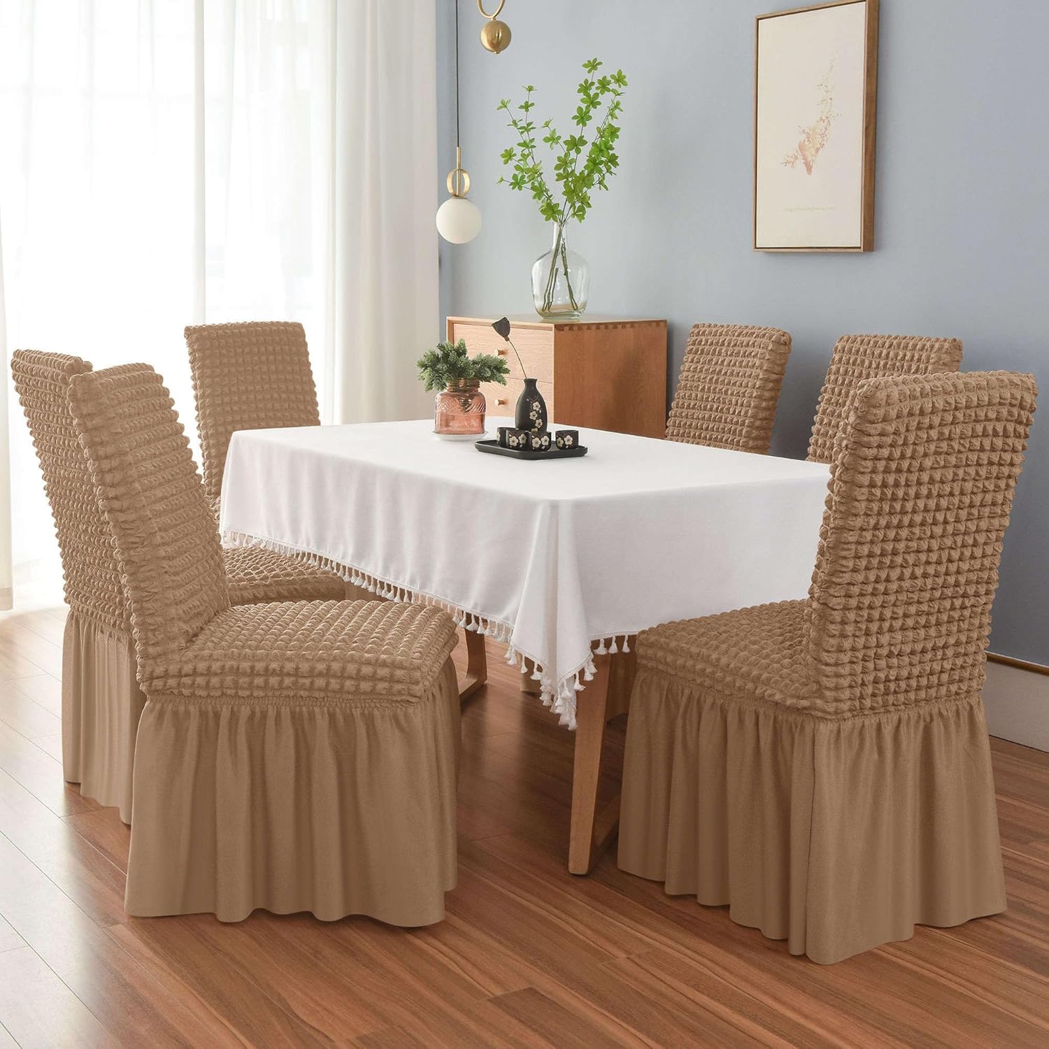 2025 Turkish Bubble Frill Chair Covers : Light Brown