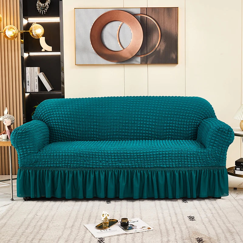 2025 Turkish Bubble Frill Sofa Covers : Teal