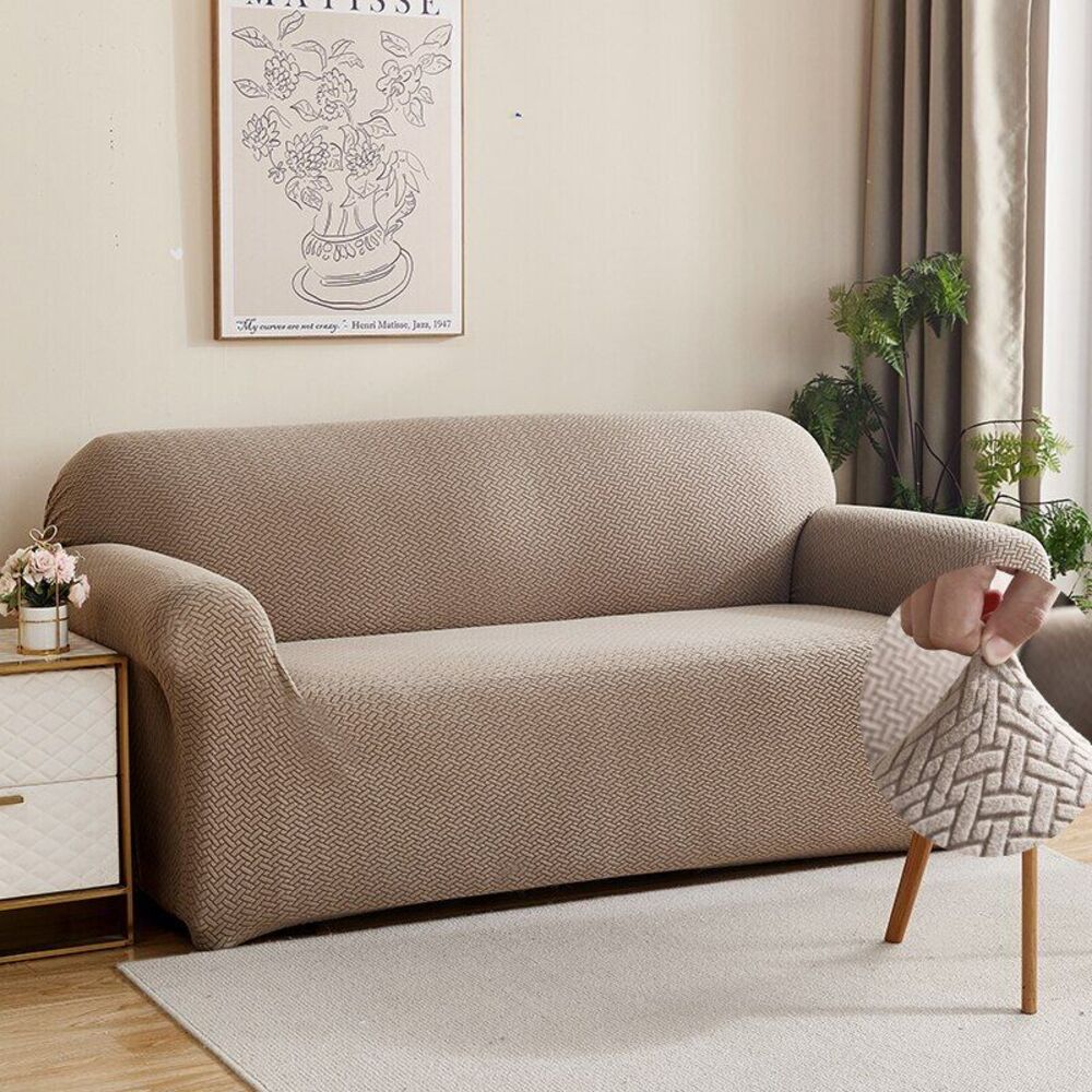 2025 Polar Fleece Sofa Cover : Khaki