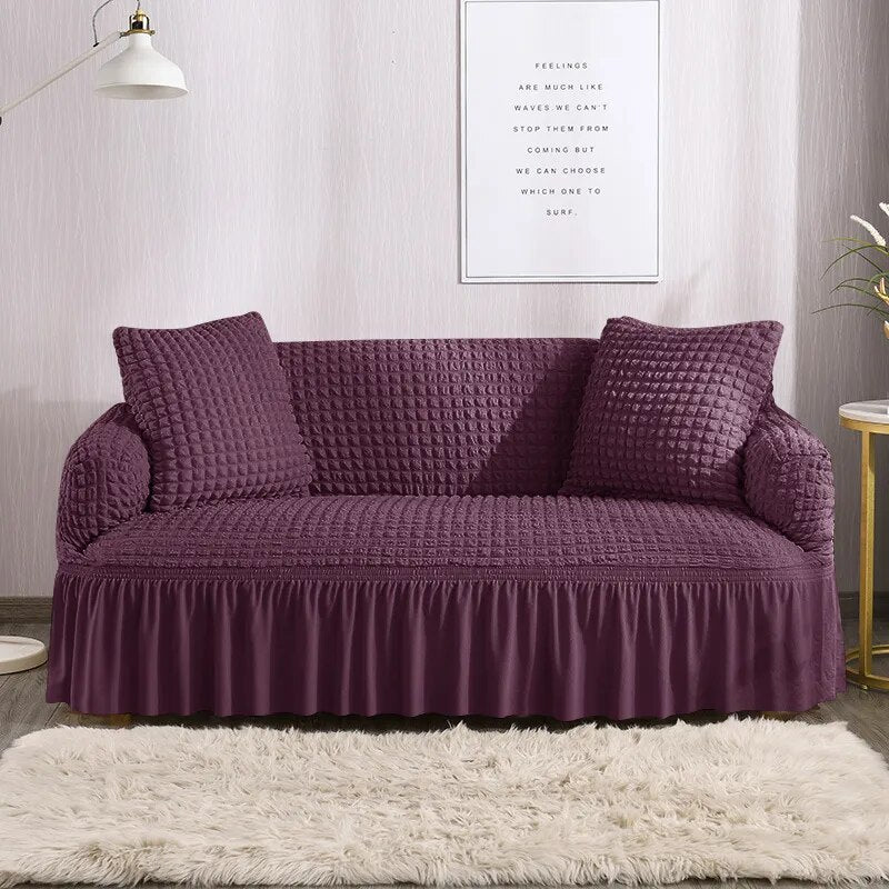 2025 Turkish Bubble Frill Sofa Covers : Wine