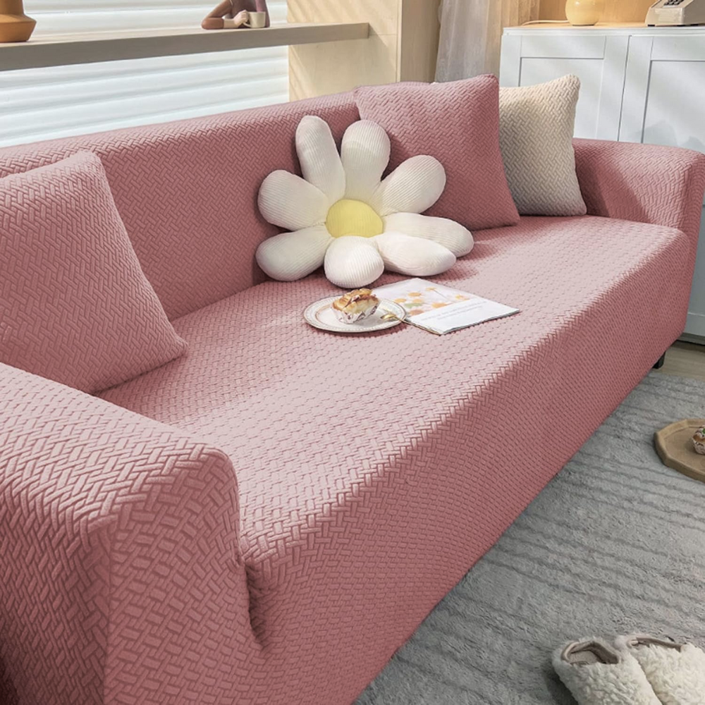 2025 Polar Fleece Sofa Cover : Pastel Pink