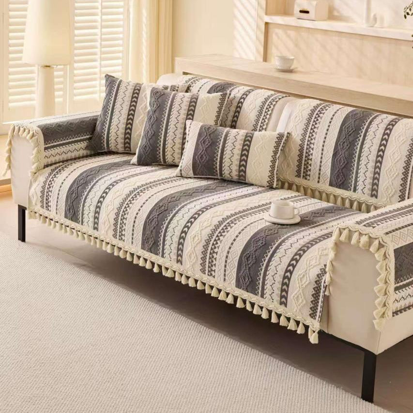 Aesthetic Chenille Sofa Mat - Grey