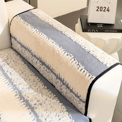 Vintage Modern Velveteen Sofa Mat - Grey/White