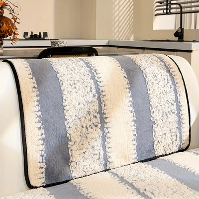 Vintage Modern Velveteen Sofa Mat - Grey/White