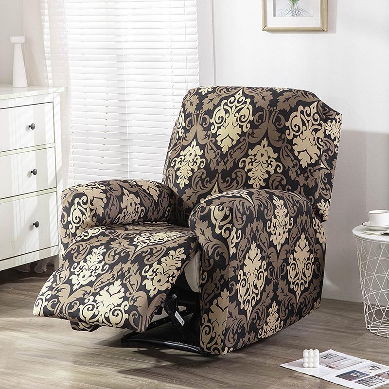 Premium Printed Recliner Sofa Cover : Royal Black