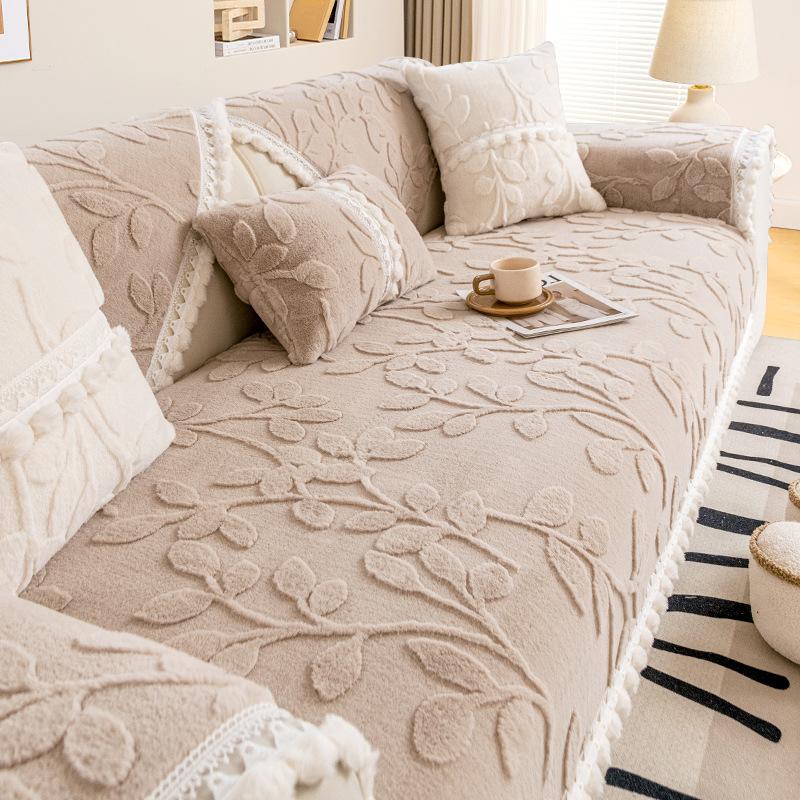 TASSEL NON SLIP LEAF SOFA MAT - SNOW WHITE - Trendize