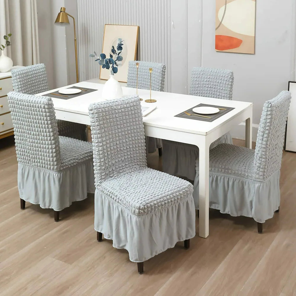 2025 Turkish Bubble Frill Chair Covers : Light Grey