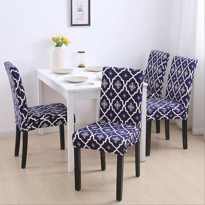 Stretchable Chair Covers, Diamond Blue - Trendize