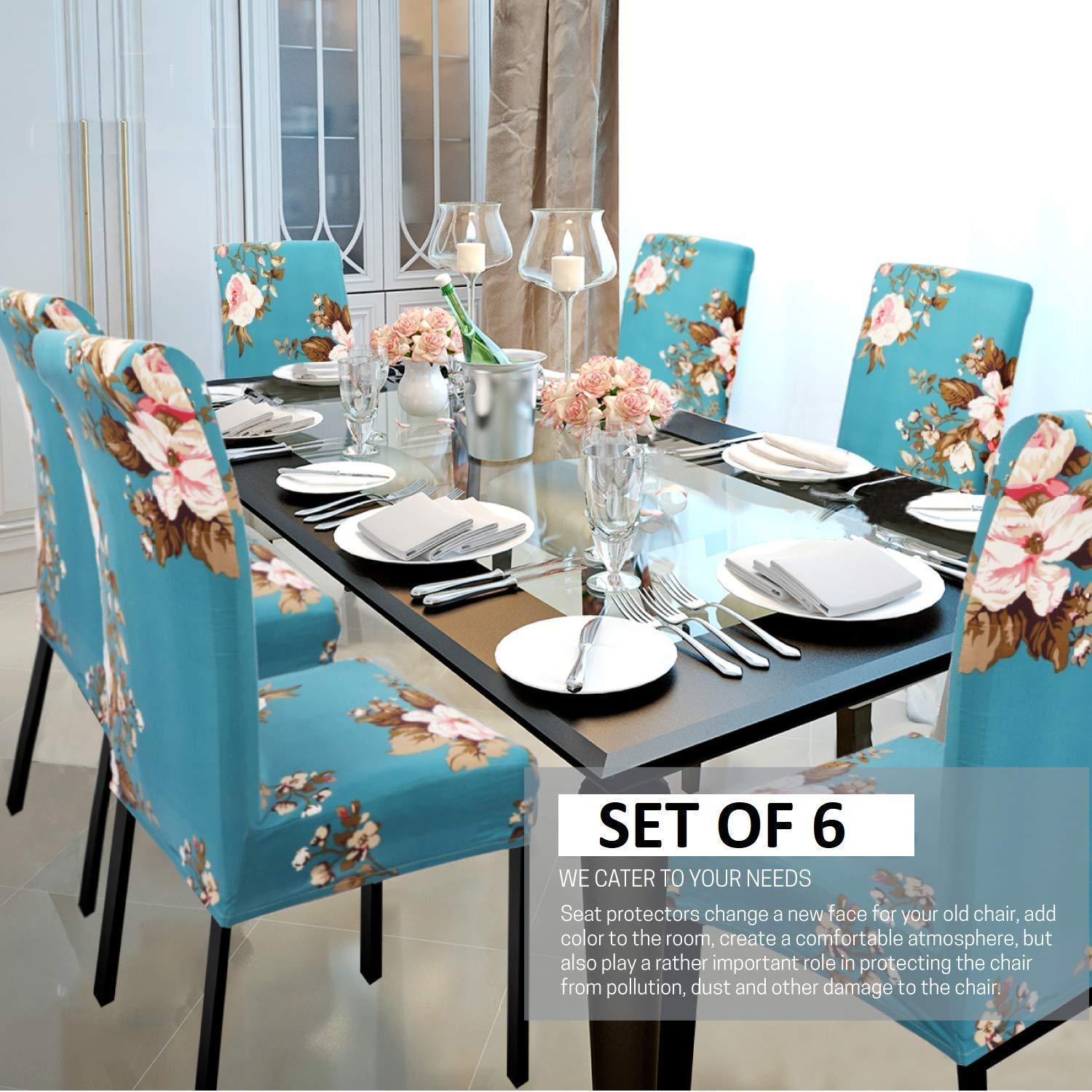 Dining Chair Funky Seat Pads Stretchable Chair Covers, Funky Teal