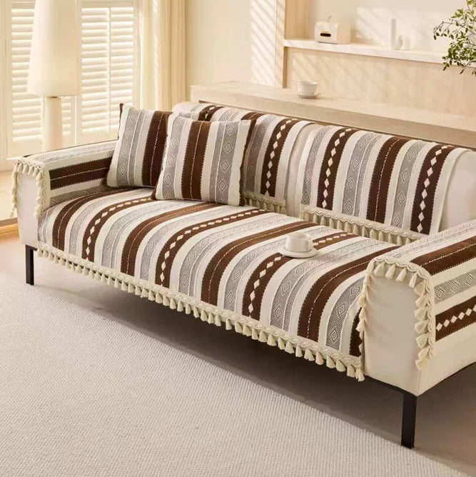 Aesthetic Chenille Sofa Mat - Brown