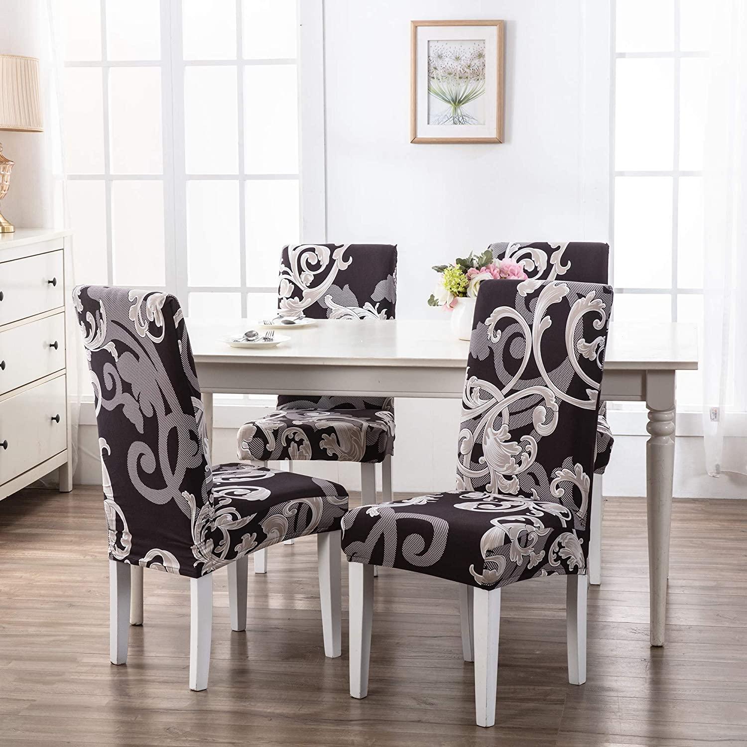 Stretchable Chair Covers, Premium Black - Trendize